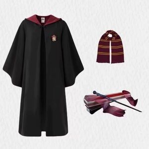 Harry Potter Gryffindor Unisex Cape, Scarf, Wand. New in the package.
